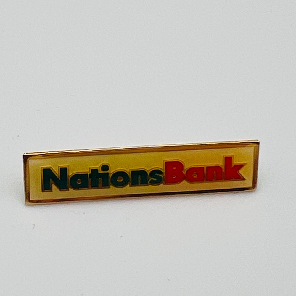 Vintage NationsBank Logo Lapel Pin Gold Tone Banking Memorabilia Collectible